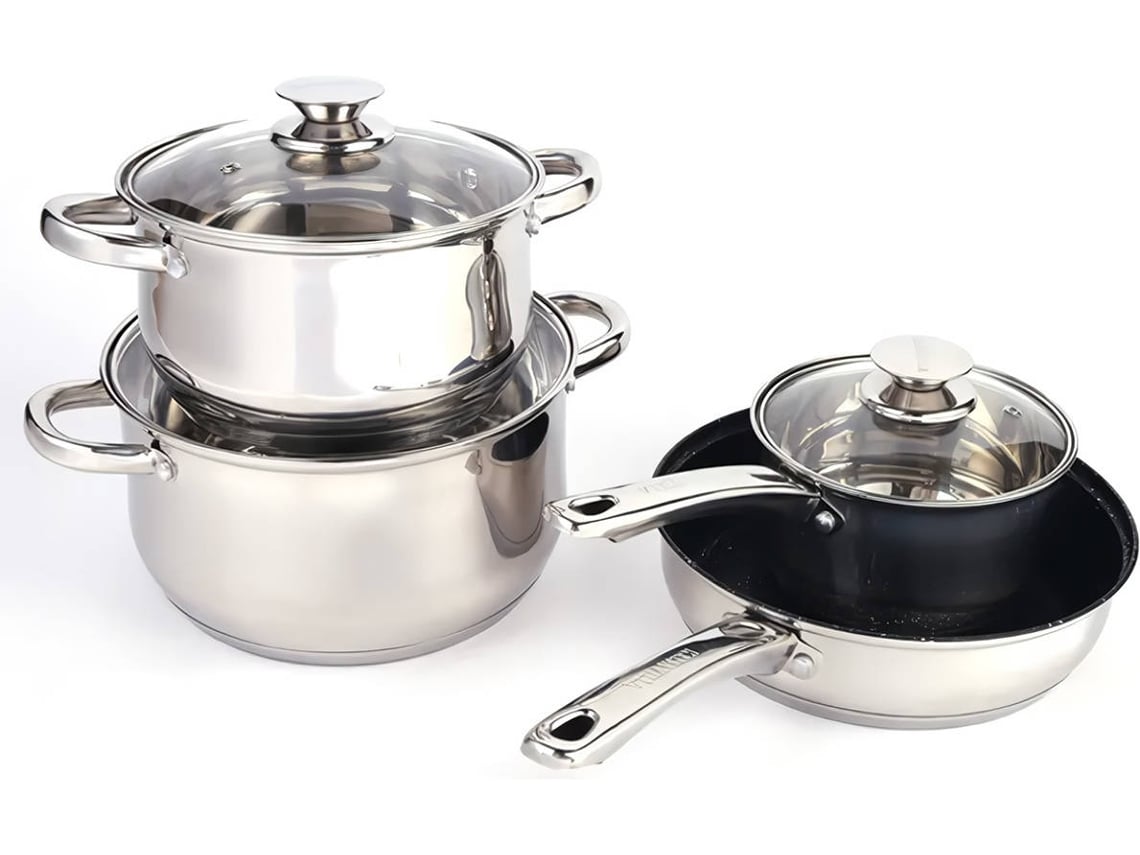 Conjunto de Panelas em Aço Inoxidável KLACK Royal Swiss (12 Peças)