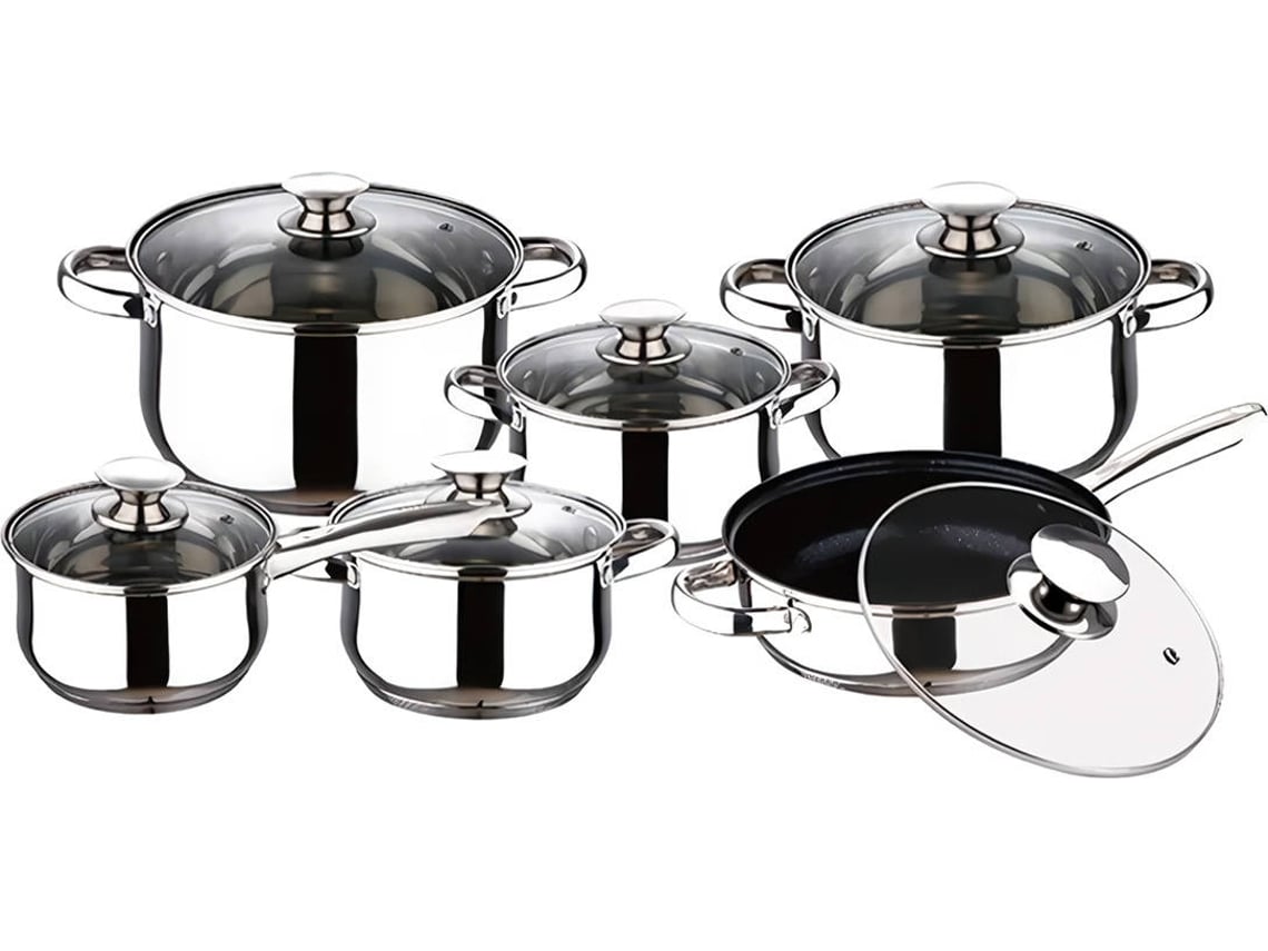 Conjunto de Panelas em Aço Inoxidável KLACK Royal Swiss (12 Peças)